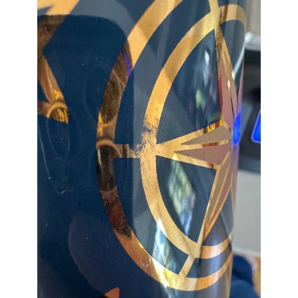 Springmaid WS Cosmos Tumbler Navy Blue Gold Sun Moon Stars Celestial DW6605.NV